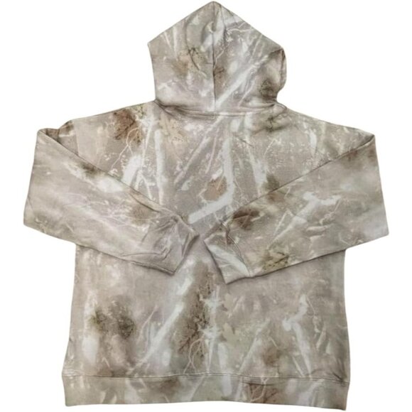 Women Khaki Camo Hoodies Maple Leaf Oversized Fleece Hooded Sweatshirt - Picture 4 of 6